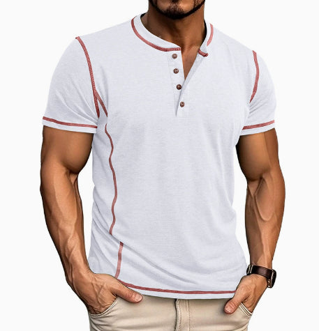 Metro Men's Short-Sleeve Round Henley Shirt