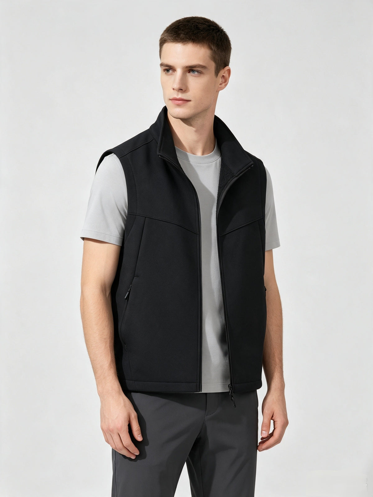 District Men's Fleece-Lined Zip-Up Stand-Collar Vest
