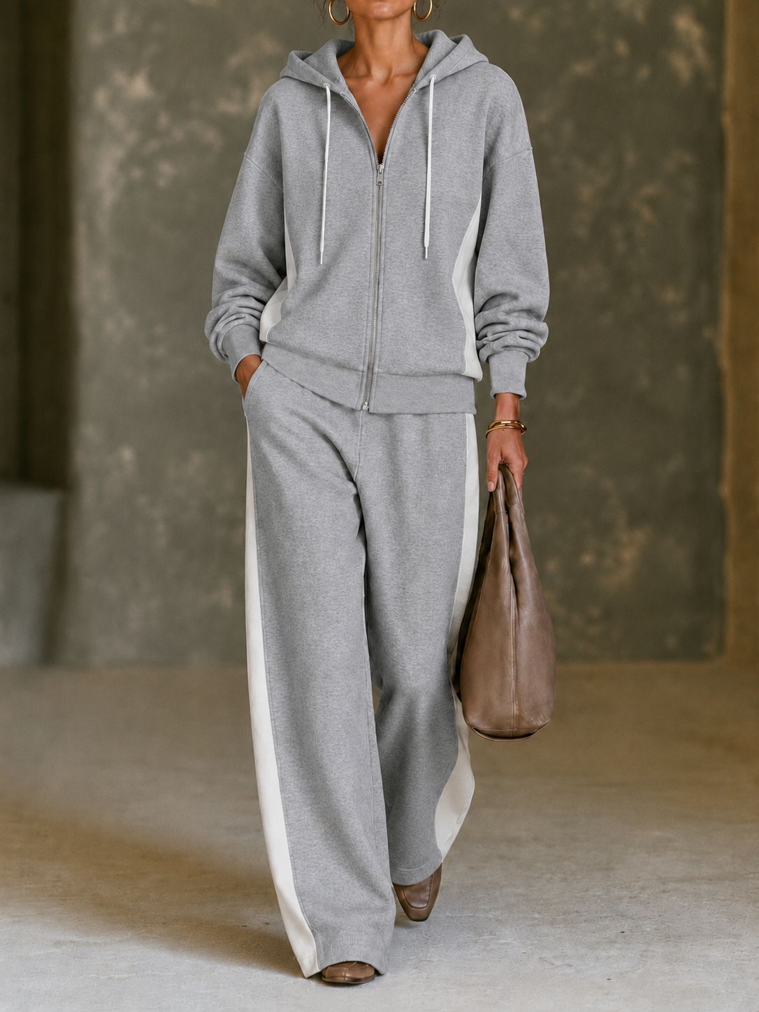 Sera Wide-Leg Zip-Up Colour-Block Tracksuit