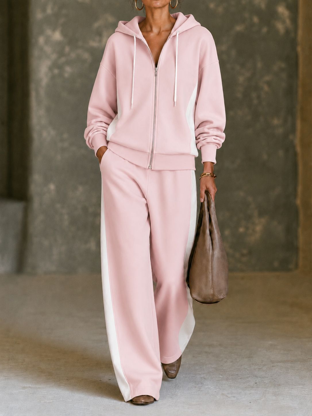 Sera Wide-Leg Zip-Up Colour-Block Tracksuit