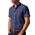 Metro Men's Short-Sleeve Solid Linen Shirt