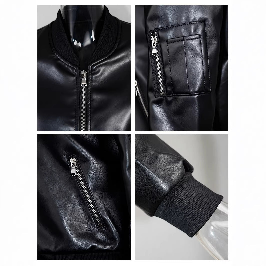 Halo Faux-Leather Leather Cropped Jacket