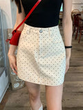 Sway Polka-Dot Denim Skirt