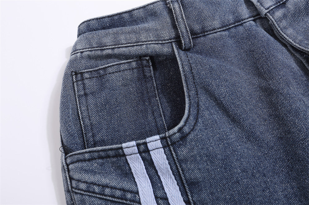 Indigo Men's Striped Straight Jeans
