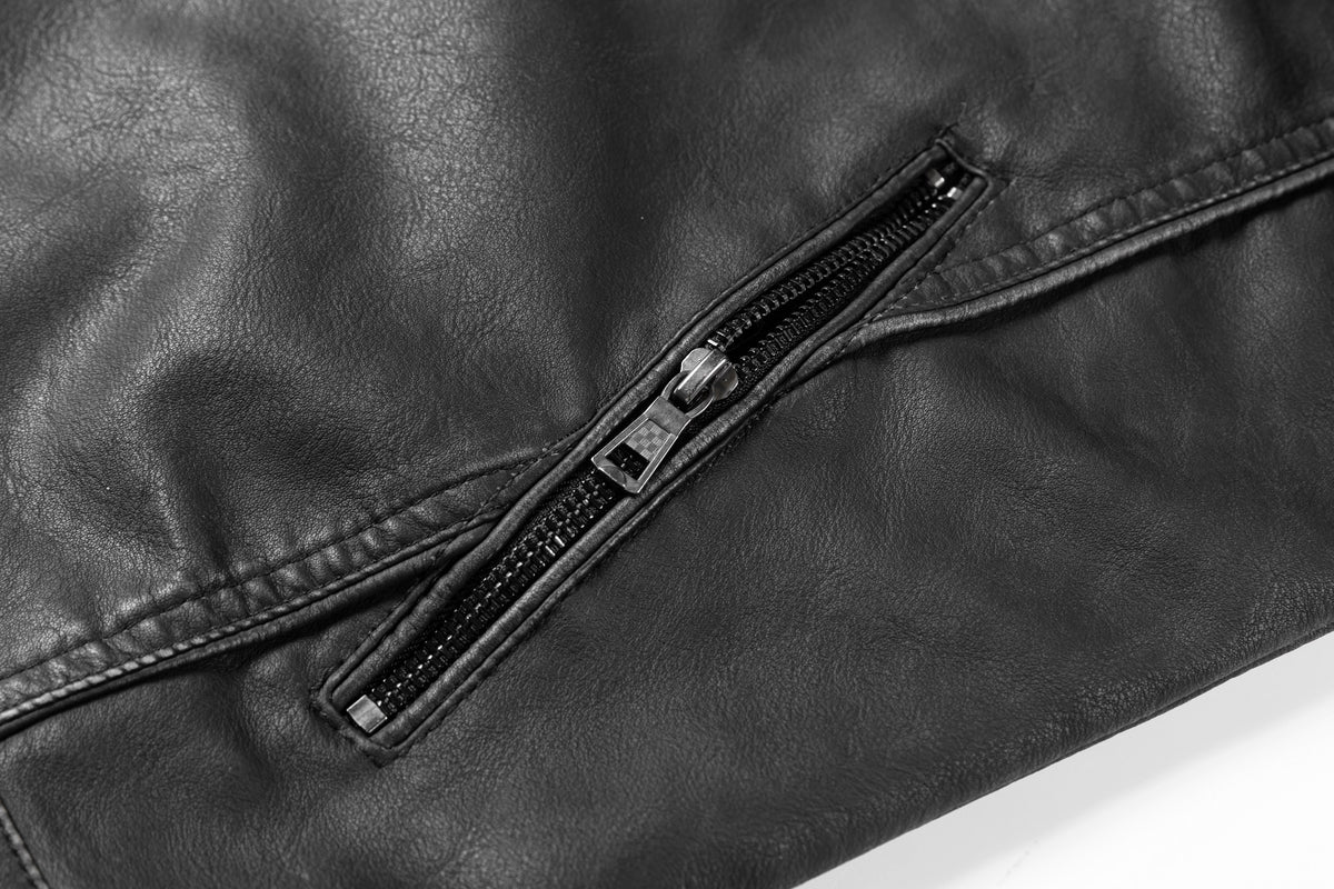 Halo Men's Faux-Leather Leather Vintage Biker Jacket