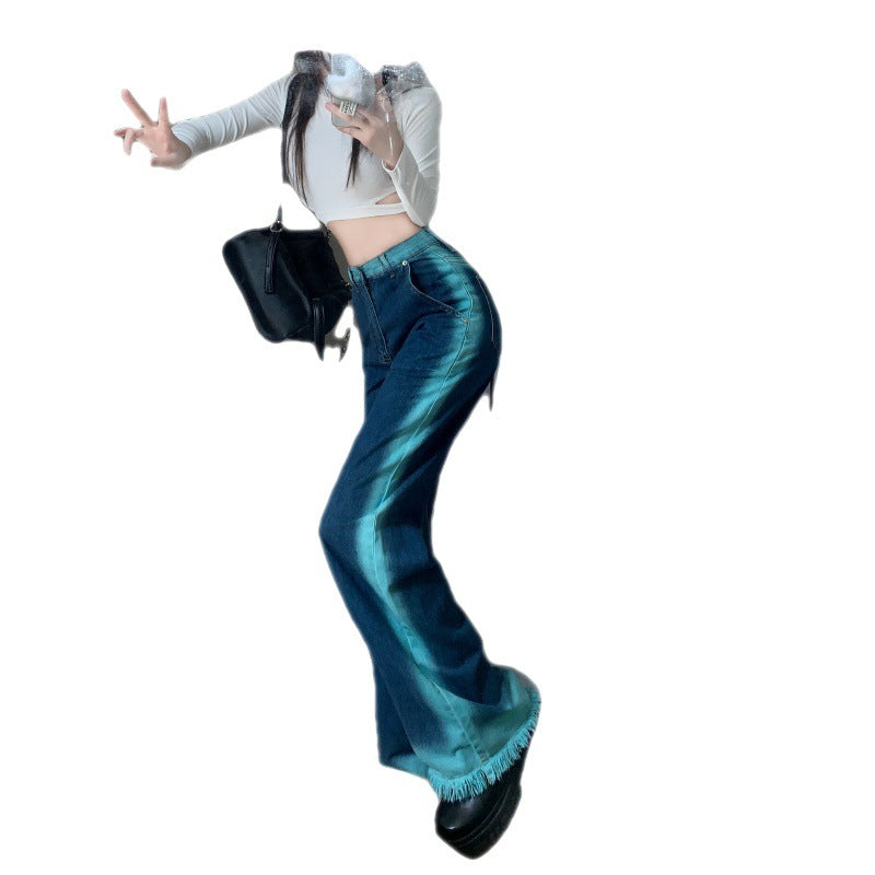 Indigo Wide-Leg Contrast Jeans