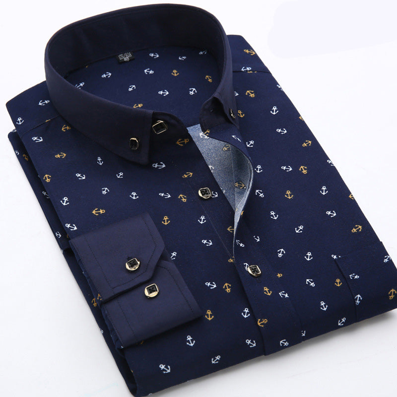Metro Men's Cotton Slim Long-Sleeve Shirt