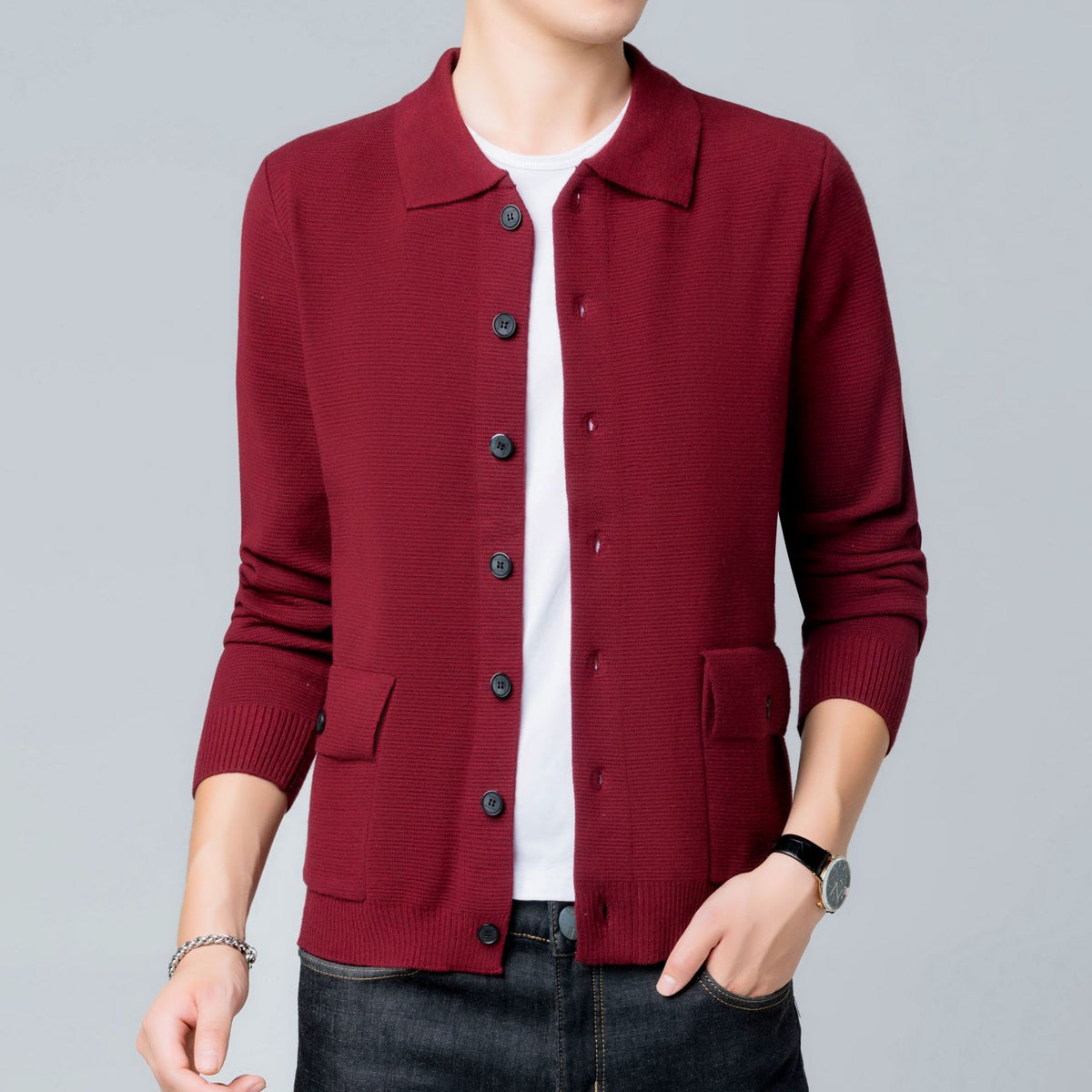 Atlas Men's Lapel Pocket Cardigan