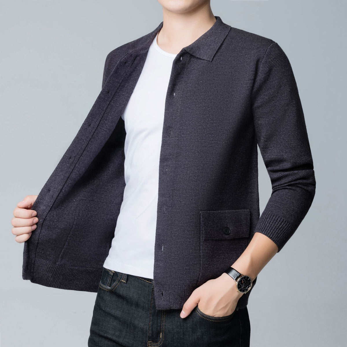 Atlas Men's Lapel Pocket Cardigan