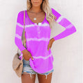 Aurelia Long-Sleeve Button Tie-Dye T-Shirt