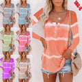 Aurelia Long-Sleeve Button Tie-Dye T-Shirt