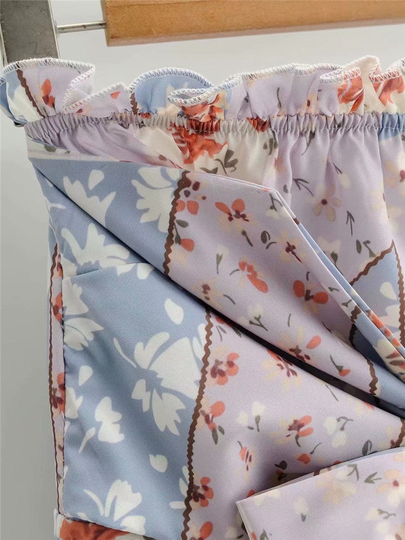 Sway Pleated Ruffled Printed Skirt