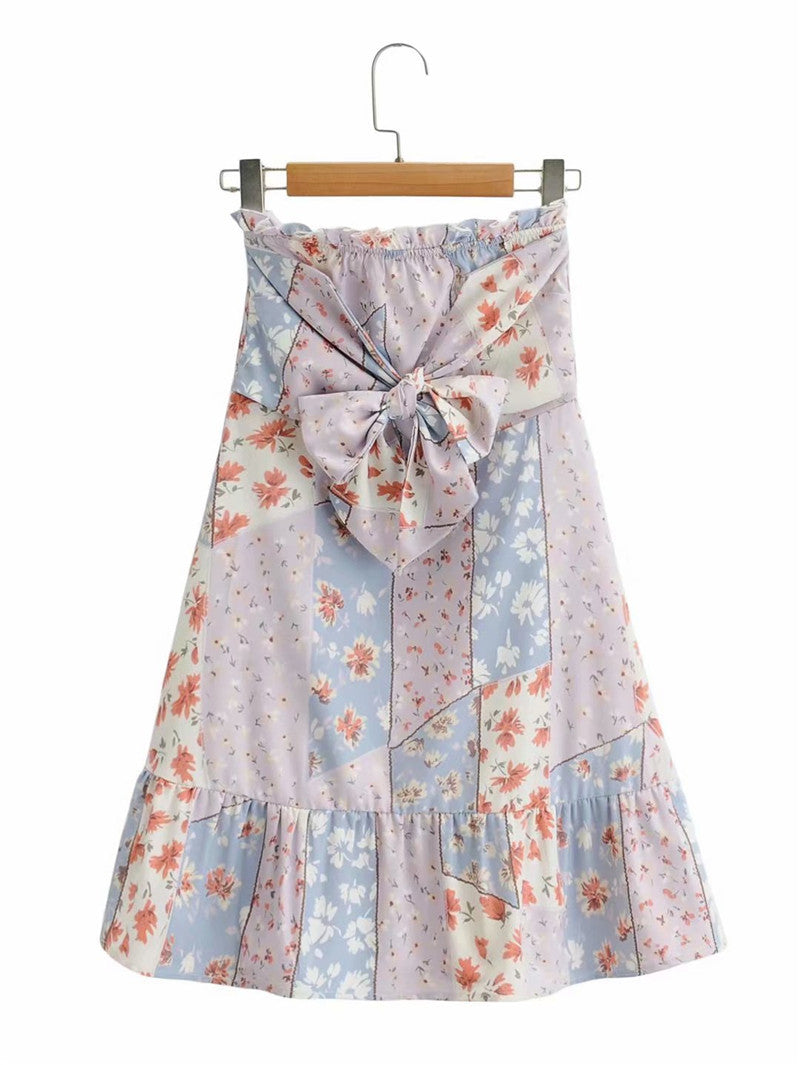 Sway Pleated Ruffled Printed Skirt