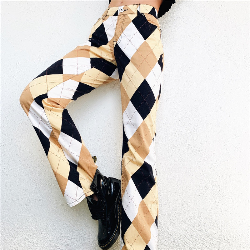 Rover Plaid Colour-Block Vintage Cargo Pants