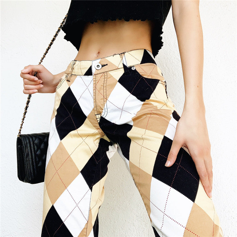 Rover Plaid Colour-Block Vintage Cargo Pants