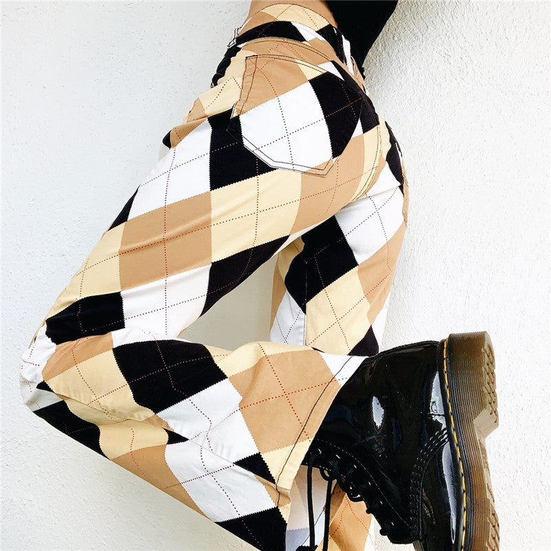 Rover Plaid Colour-Block Vintage Cargo Pants