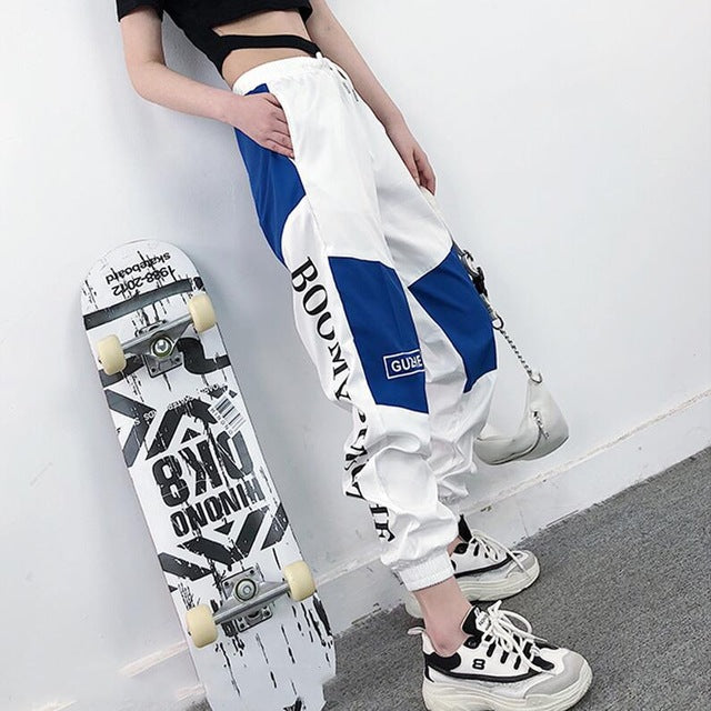 Rover Arden Relaxed High-Waist Letter-Print Cargo Pants