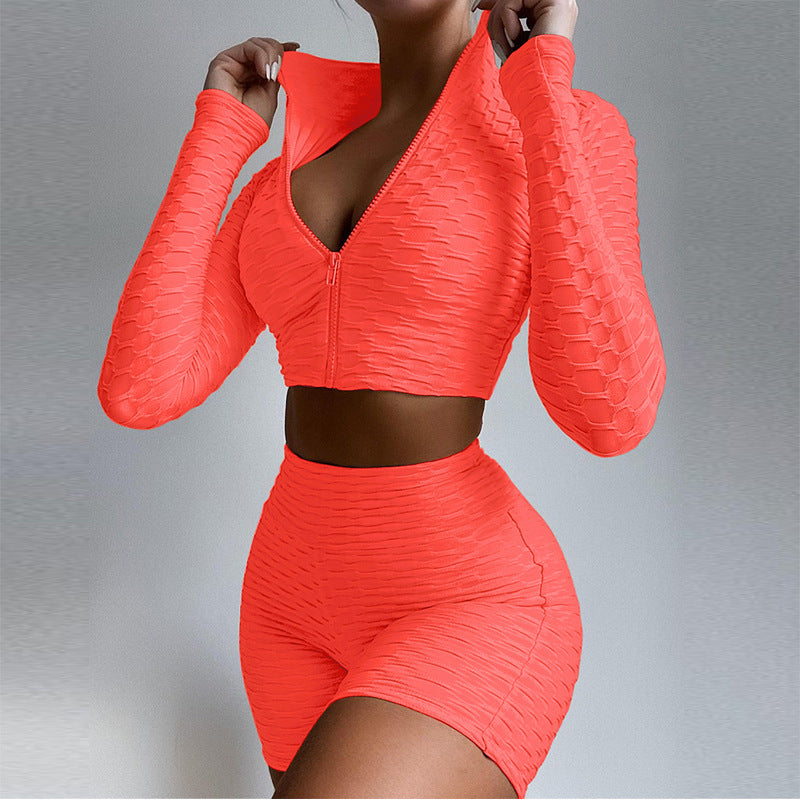 Sera Zip Stand-Collar Shorts