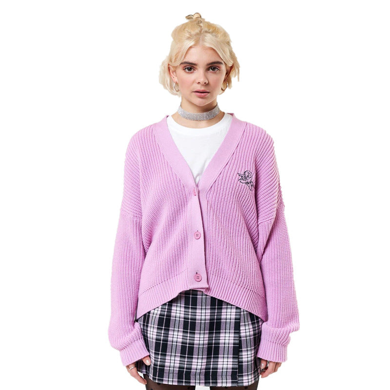 Hearth Relaxed Button Embroidered Sweater