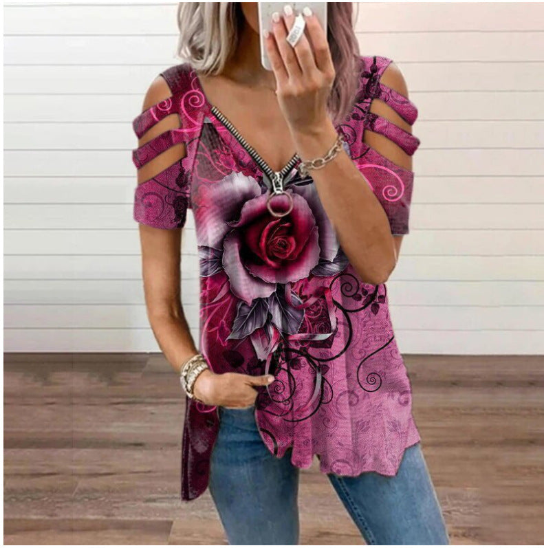 Aurelia V-Neck Printed T-Shirt