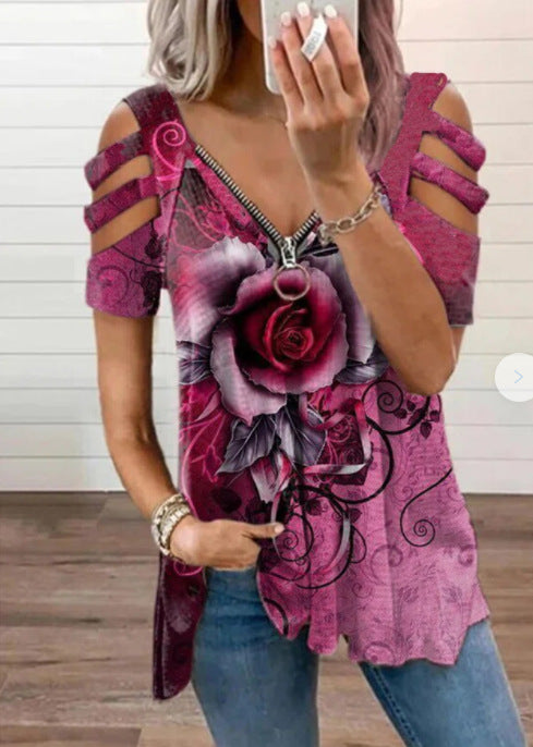 Aurelia V-Neck Printed T-Shirt