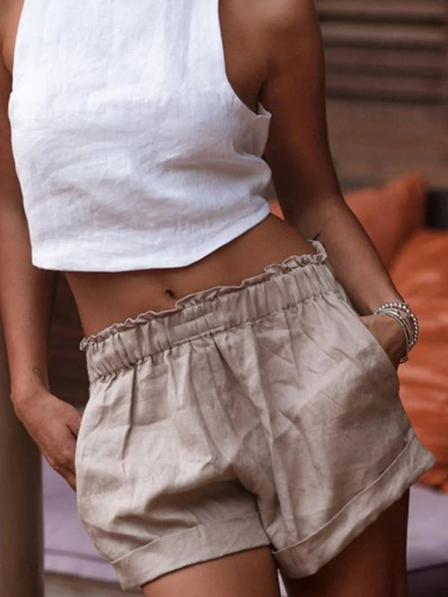 Flow Linen Cotton Solid Shorts