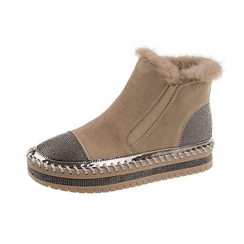 Stride Platform Rhinestone Ankle Boots