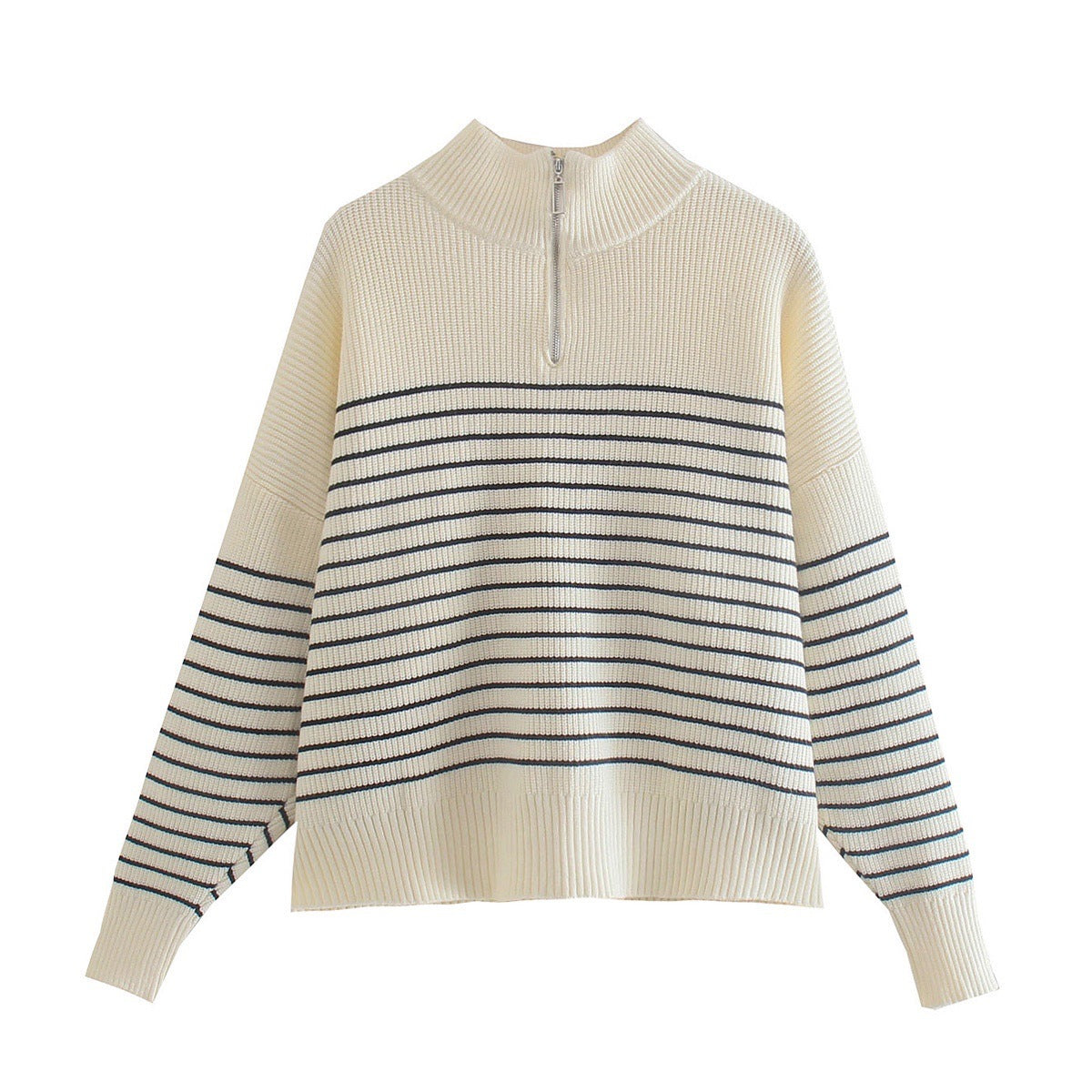 Atlas Men's Zip-Up Striped Turtleneck Sweater