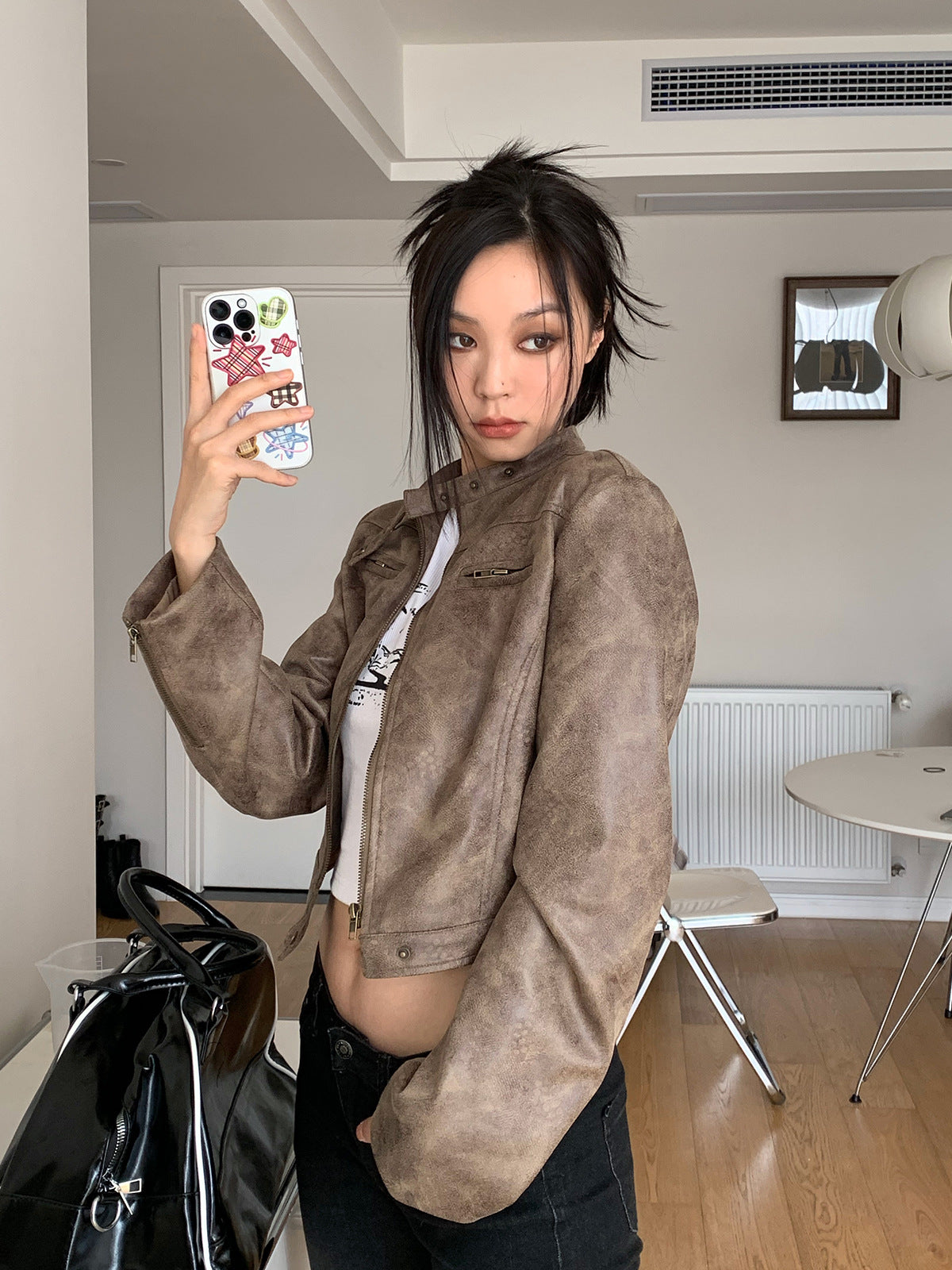 Halo Short Leather Jacket
