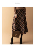Nova Wool Midi Plaid Skirt