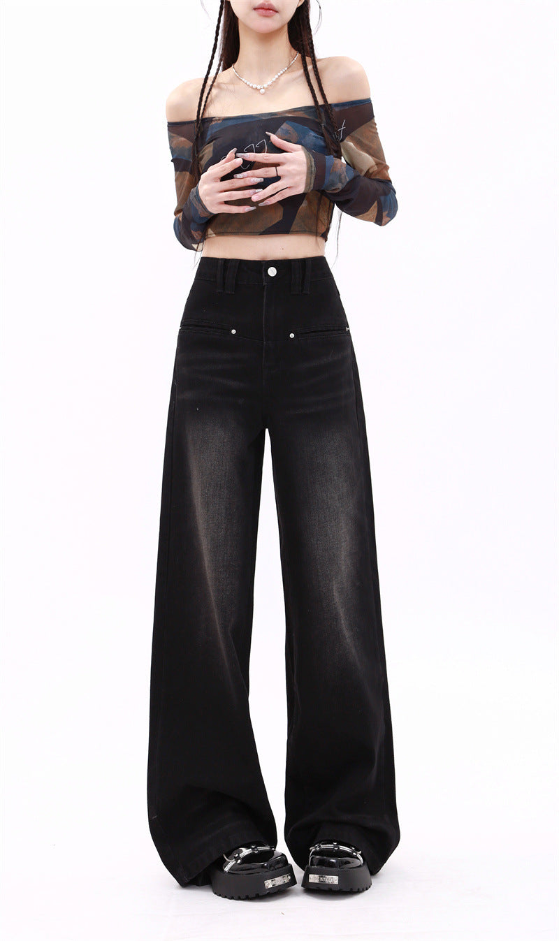 Indigo Washed Retro Straight Jeans
