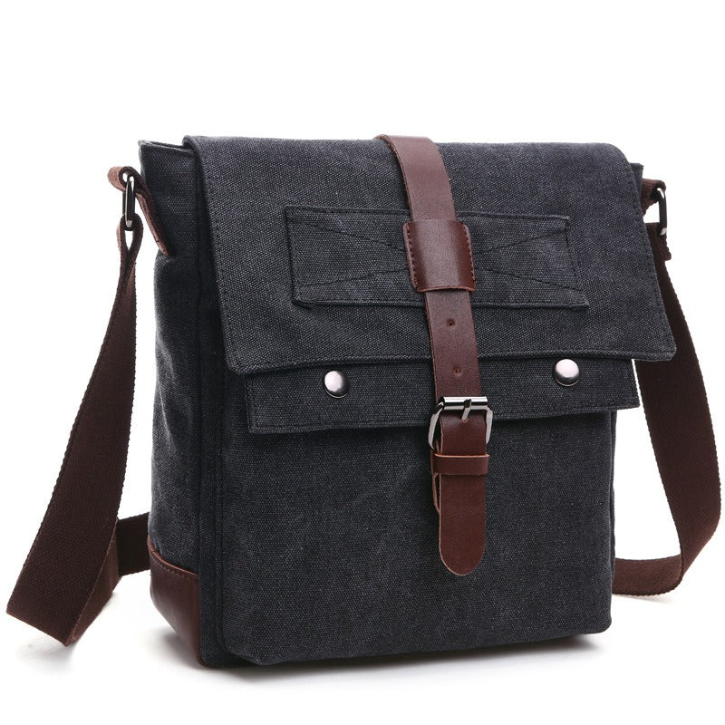 Small canvas messenger bag in black
