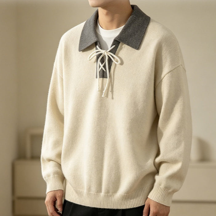 Atlas Men's Lapel Colour-Block Sweater