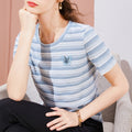 Aurelia Short-Sleeve Striped Embroidered T-Shirt