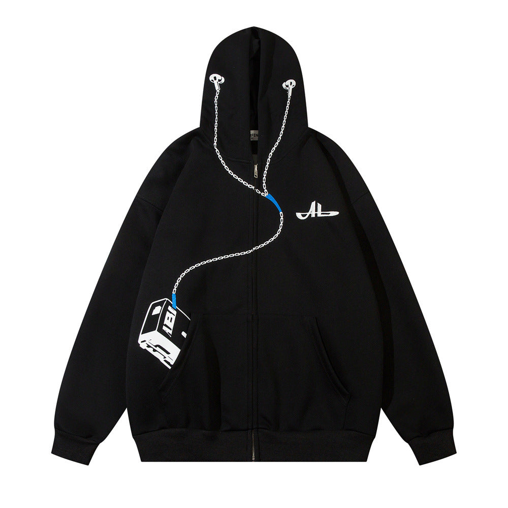 Atlas Men's Hooded Embroidered Cardigan