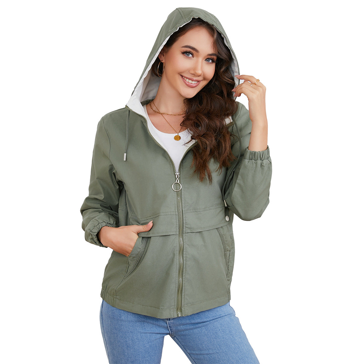 Lumen Hooded Solid Trench Coat