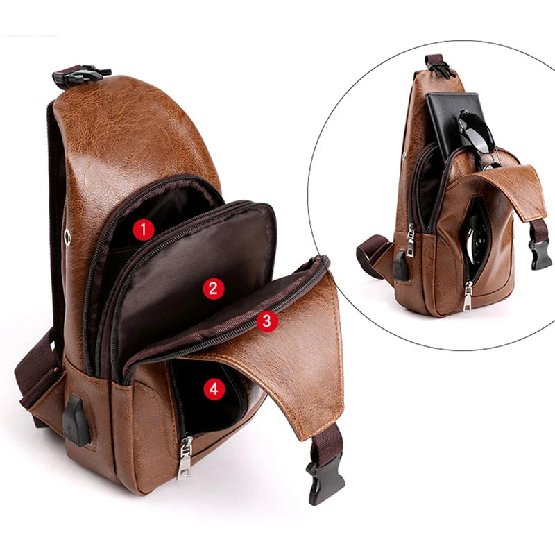 Carry Men's Leather Vintage Messenger Bag
