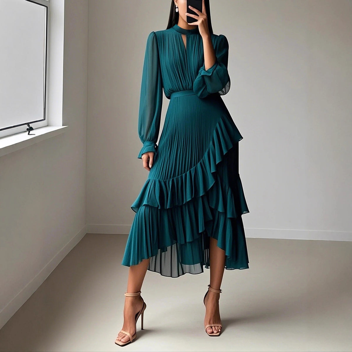 Nova Pleated Midi Dress