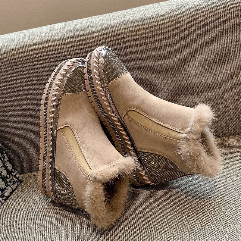 Stride Platform Rhinestone Ankle Boots