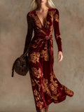 Nova Long-Sleeve V-Neck Maxi Dress