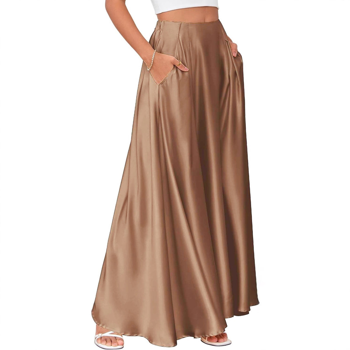 Sway Satin High-Waist Maxi Midi Skirt