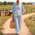 Flow Linen Wide-Leg Two-Piece Set
