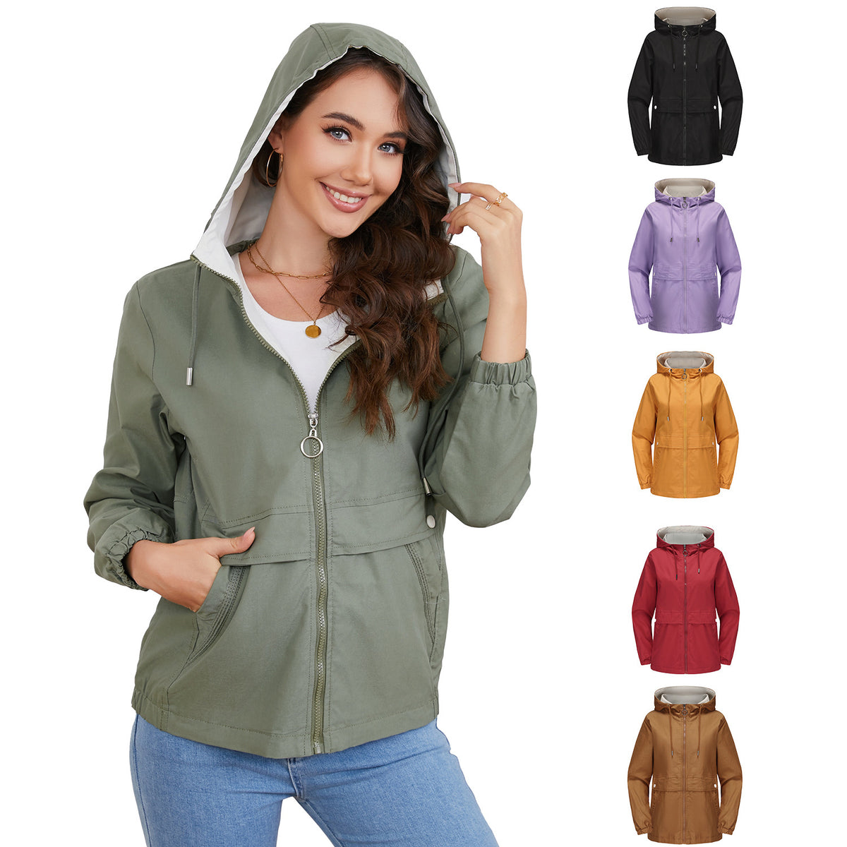 Lumen Hooded Solid Trench Coat