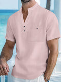 Archive Men's Linen Short-Sleeve Stand-Collar T-Shirt