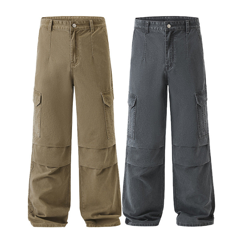 Rover Men's Multi-Pocket Pocket Washed Cargo Pants
