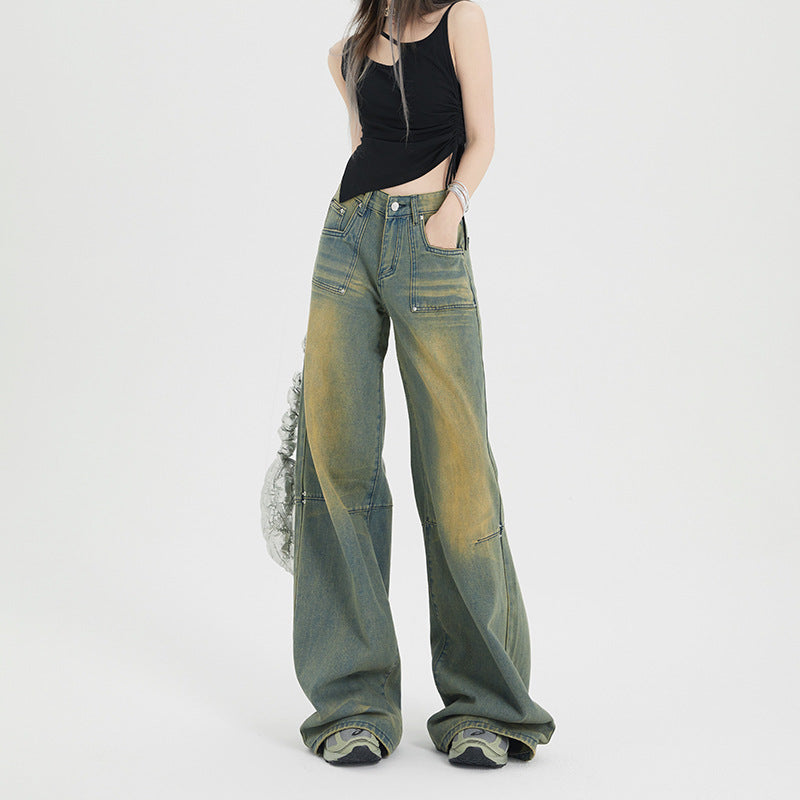 Indigo Washed Vintage Straight Jeans