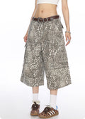 Indigo Denim Leopard Printed Trousers