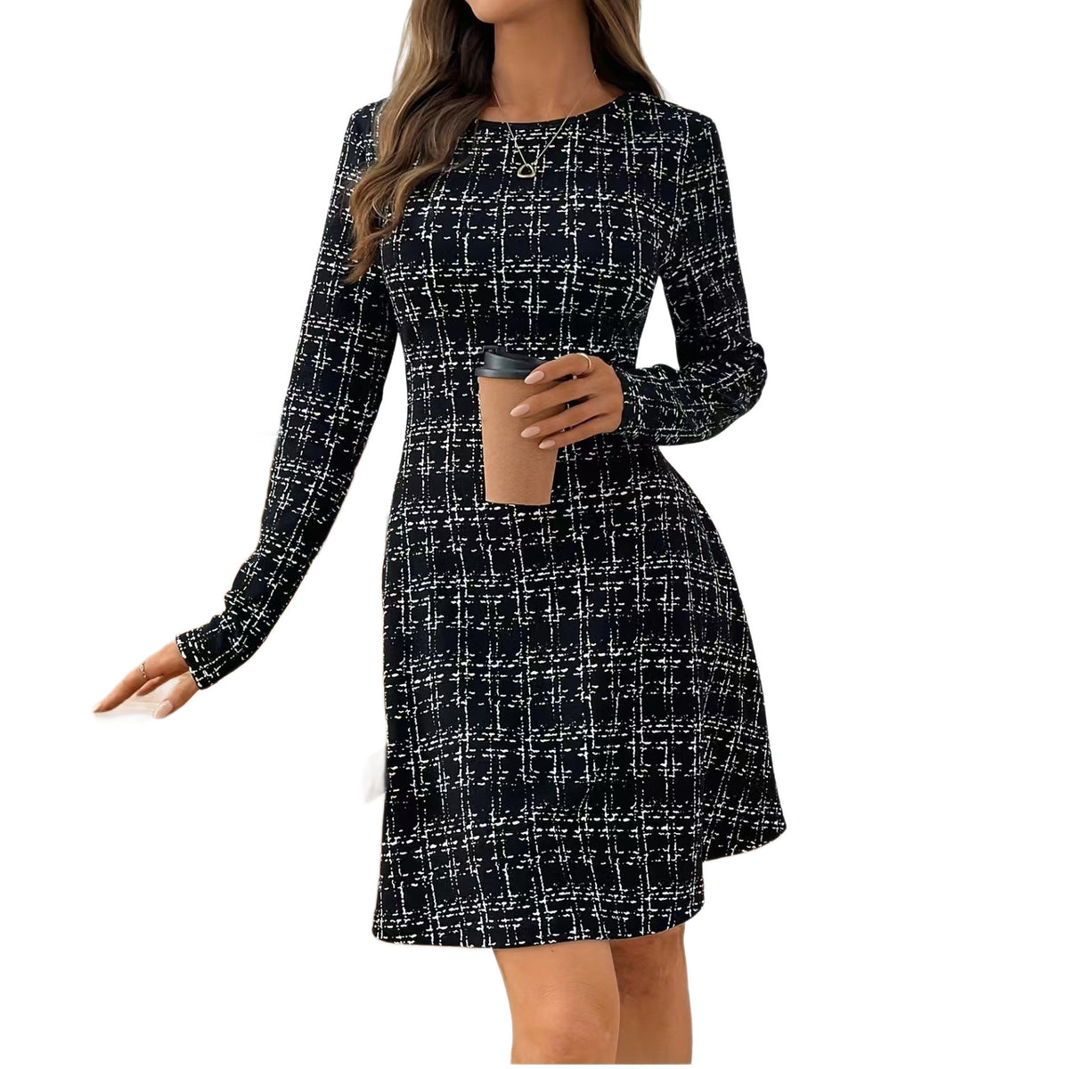 Nova Printed Solid Midi Dress