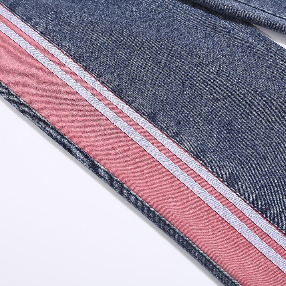 Indigo Men's Striped Straight Jeans