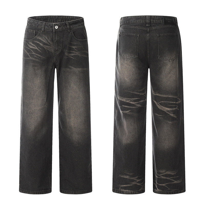 Indigo Men's Retro Gradient Straight Jeans